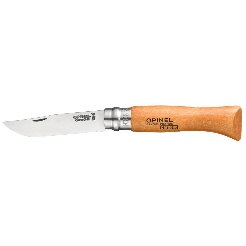 Couteau à lame en acier de carbone Opinel N° 8 en bois de hêtre