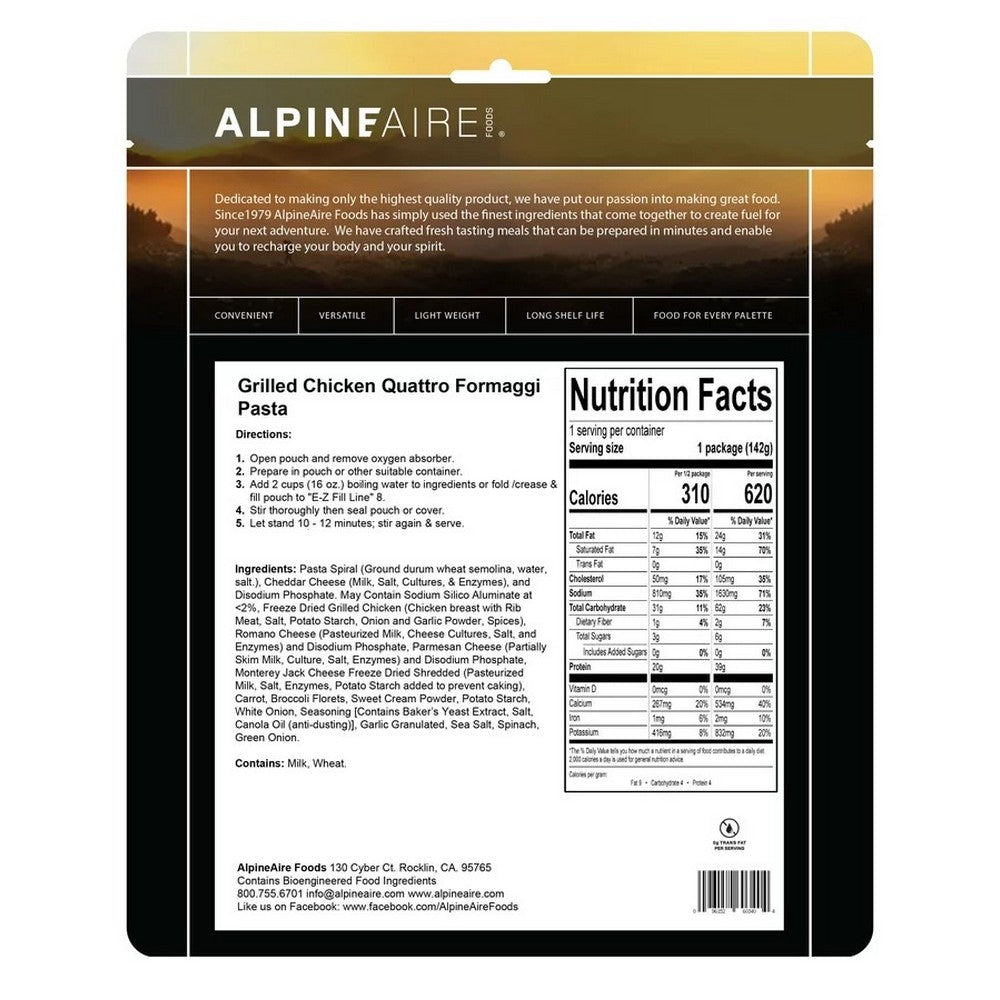 Alpine Aire Grilled Chicken Quattro Formaggi PastaFreeze-Dried Meals