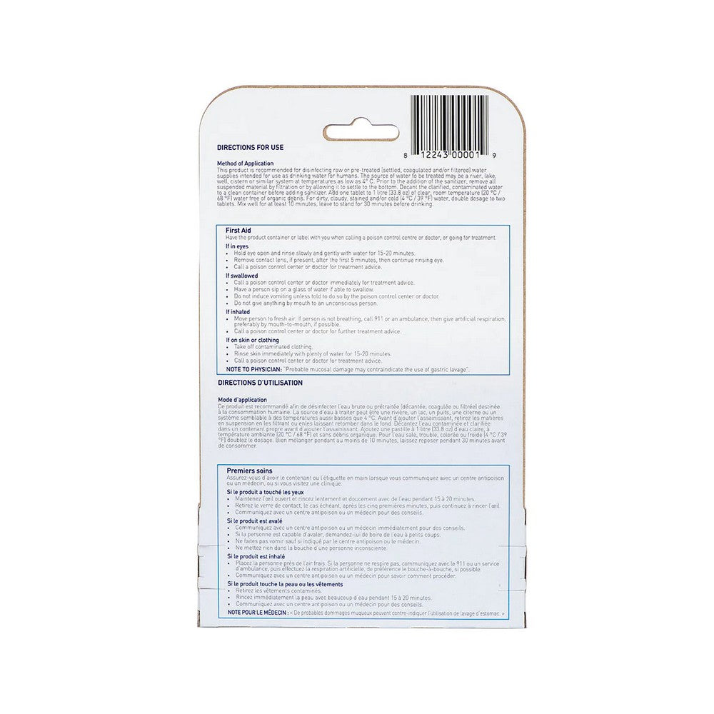 Comprimés de purification d'eau Aquatabs - boîte de 50