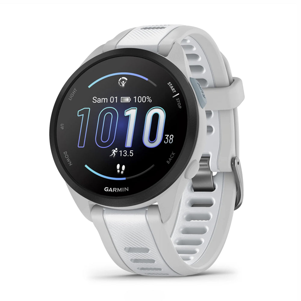 Montre d'entraînement Garmin Forerunner 165 Music – Blanc et gris clair