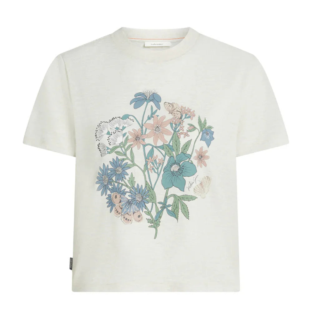 Icebreaker W's Merino 150 Tech Lite Crop NZ Flora T‑Shirt