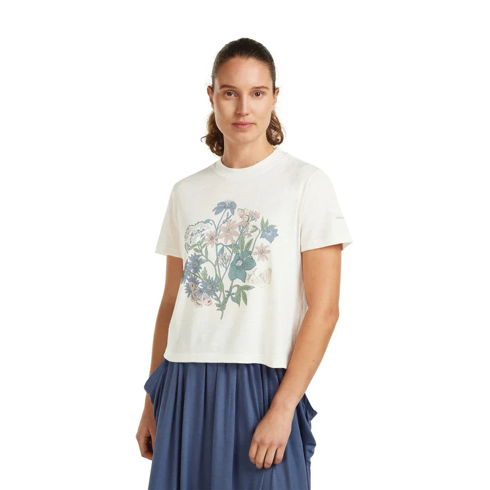 Icebreaker W's Merino 150 Tech Lite Crop NZ Flora T‑Shirt
