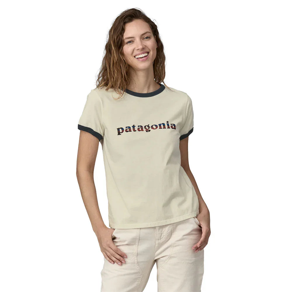 Patagonia W's 73 Text Logo Organic Ringer T-Shirt