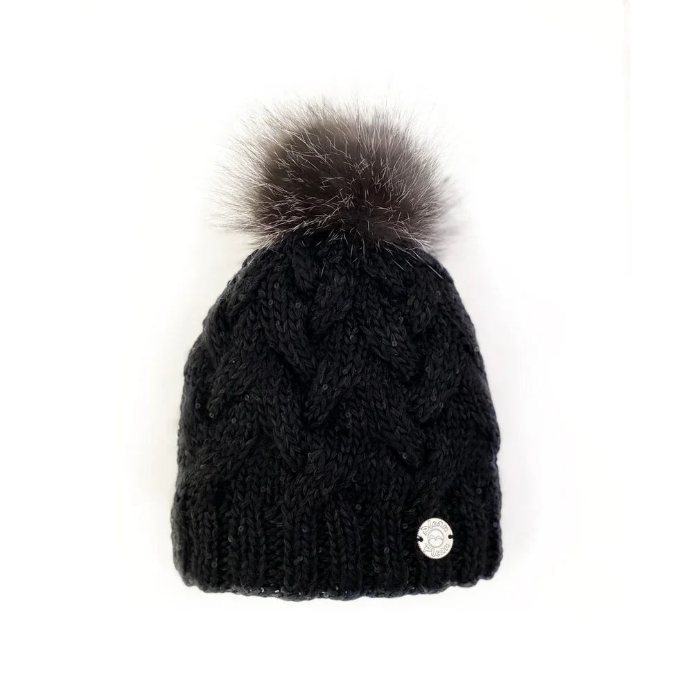 Pleau W's Beanie with Racoon Pompom