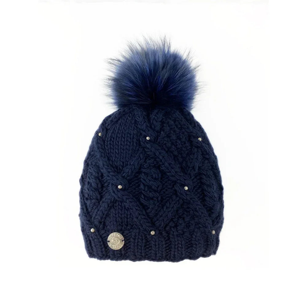 Tuque Pleau avec perles et pompon amovible (femmes)