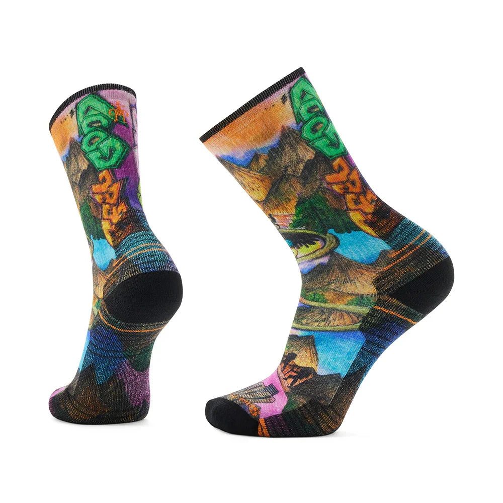 Smartwool Hike Light Cushion Mountain Maze Print Crew Socks