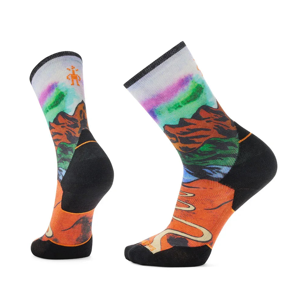 Bas Smartwool Trail Run Targeted Cushion Singletrack Print Crew