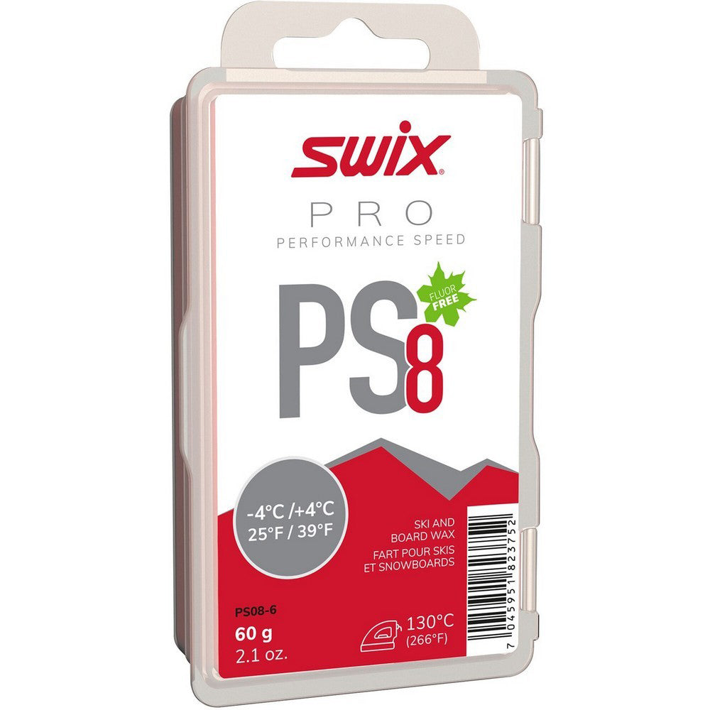Swix PS8 Red -4°C/+4°C Glide Wax - 60g