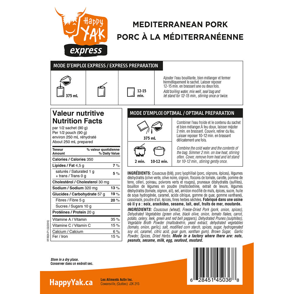 Mediterranean Pork - Happy Yak Freeze-Dried Meals