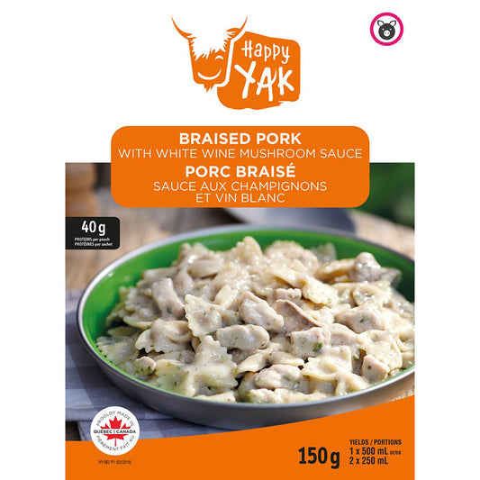 Porc braisé sauce vin blanc et champignons - Mets lyophilisés Happy Yak