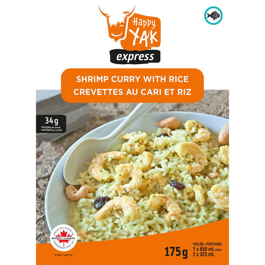 Crevettes au cari sur riz - Mets lyophilisés Happy Yak