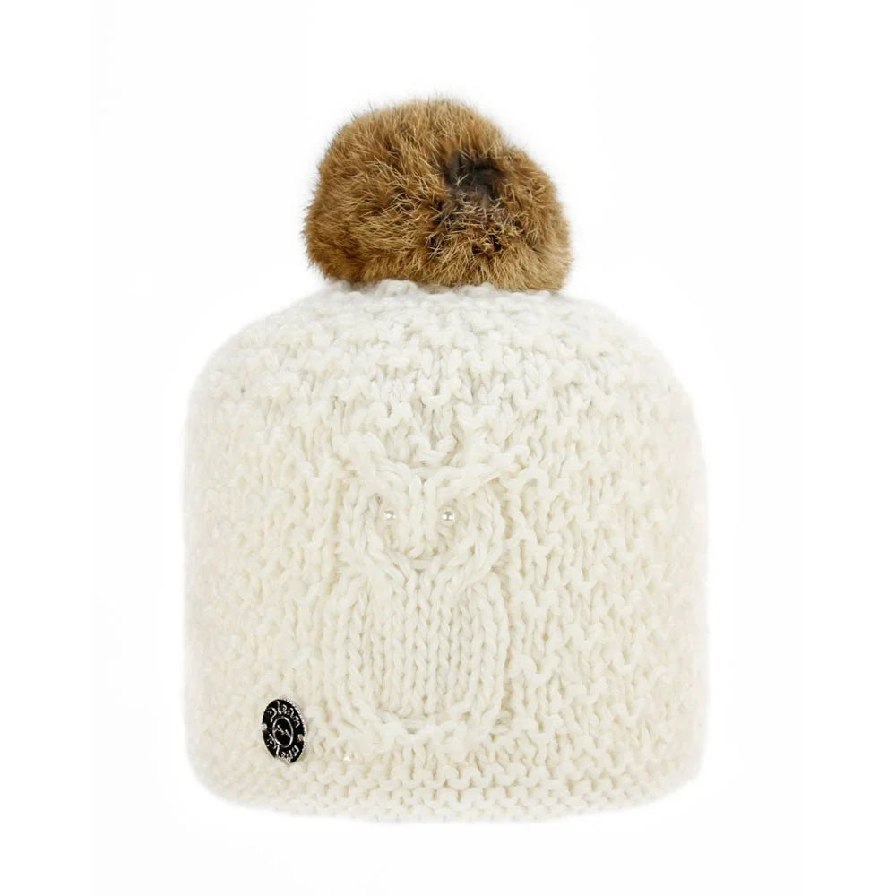 Pleau W's Rabbit Fur Pompom and Small Little Owl Insertion Hat