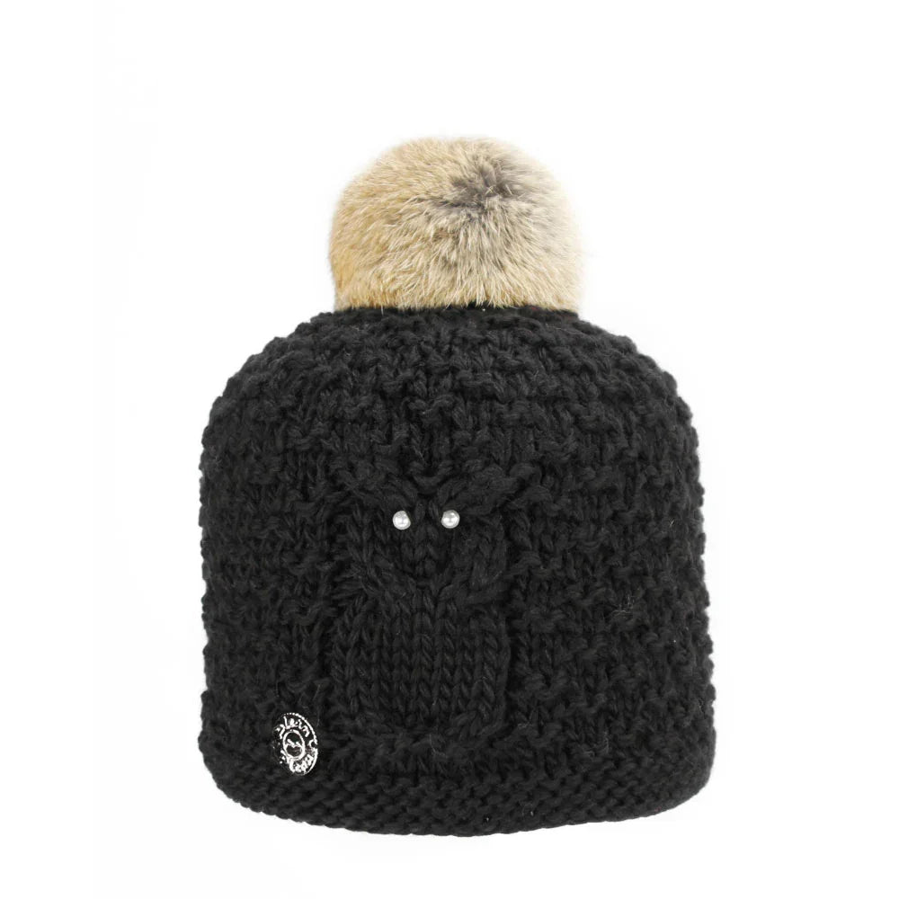 Pleau W's Rabbit Fur Pompom and Small Little Owl Insertion Hat