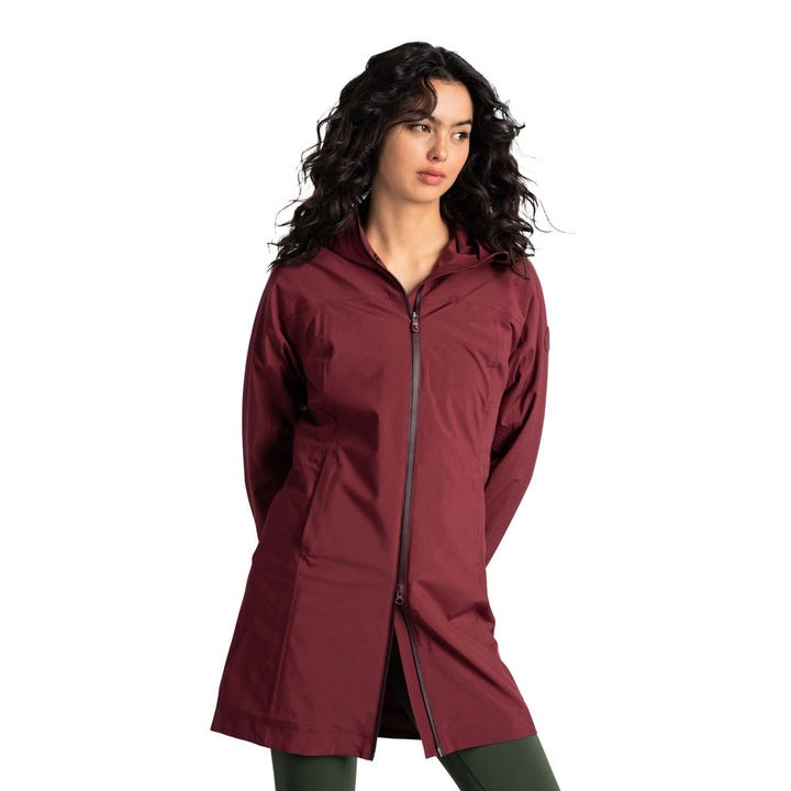 Long rain top jacket with hood